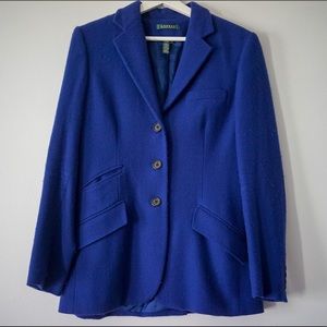 Vintage Cobalt Blue Ralph Lauren Wool Blazer